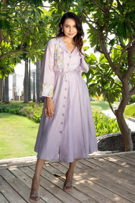 Petal Drift Trench Dress
