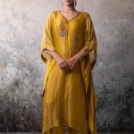 Mustard Asymetric Kaftan Set