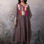 Grey Geomtric Patch Kaftan Set