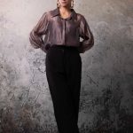 Grey Metallic Crushed Tissue Shirt