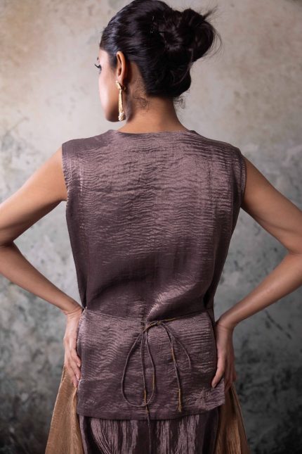 Grey Asymetric Sharara Set