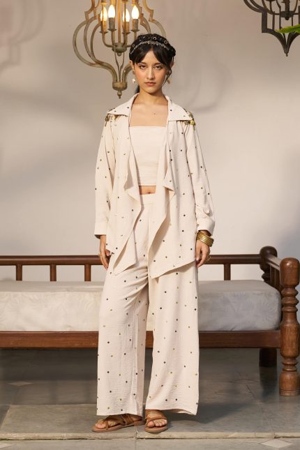 Waterfall Jacket Dotted Set