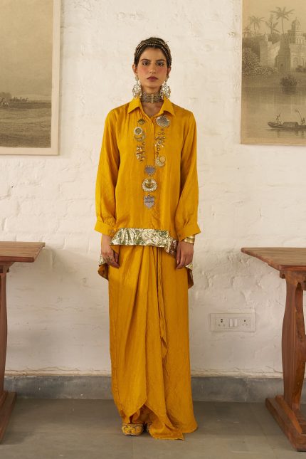 Inverted U-Hem Shirt Set