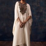 Off-White Thread Embroidered Kaftan Set