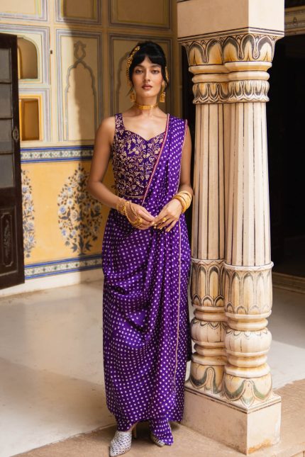 Corset Bandhni Saree Set