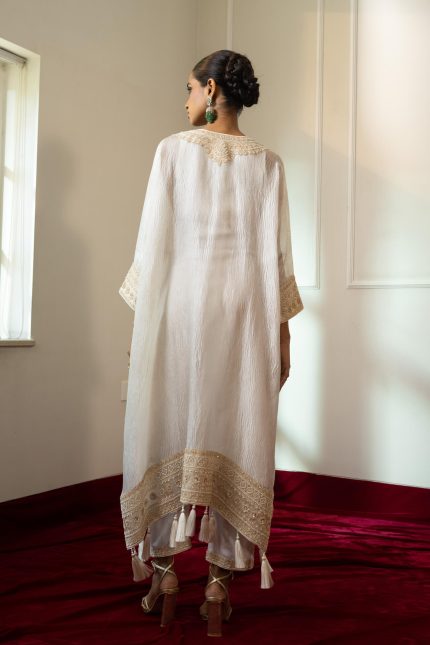 Ivory Basra Ghot Yoke Kaftan Set