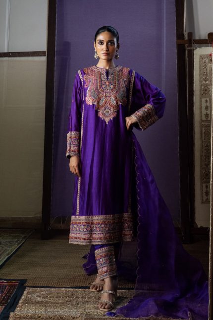 Purple Dori Embroidered Suit Set