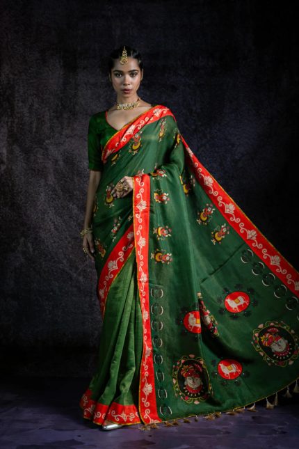 Mangalmurti Harā Metallic Saree