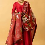 Kumkum Anarkali Dress With Natya Ganapati Dupatta