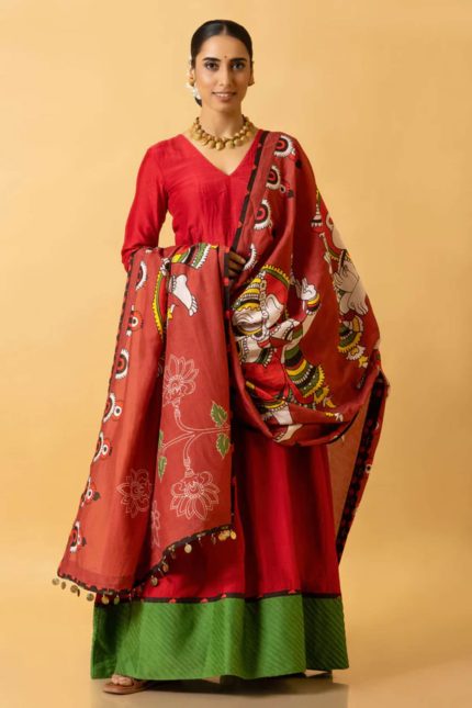 Kumkum Anarkali Dress With Natya Ganapati Dupatta