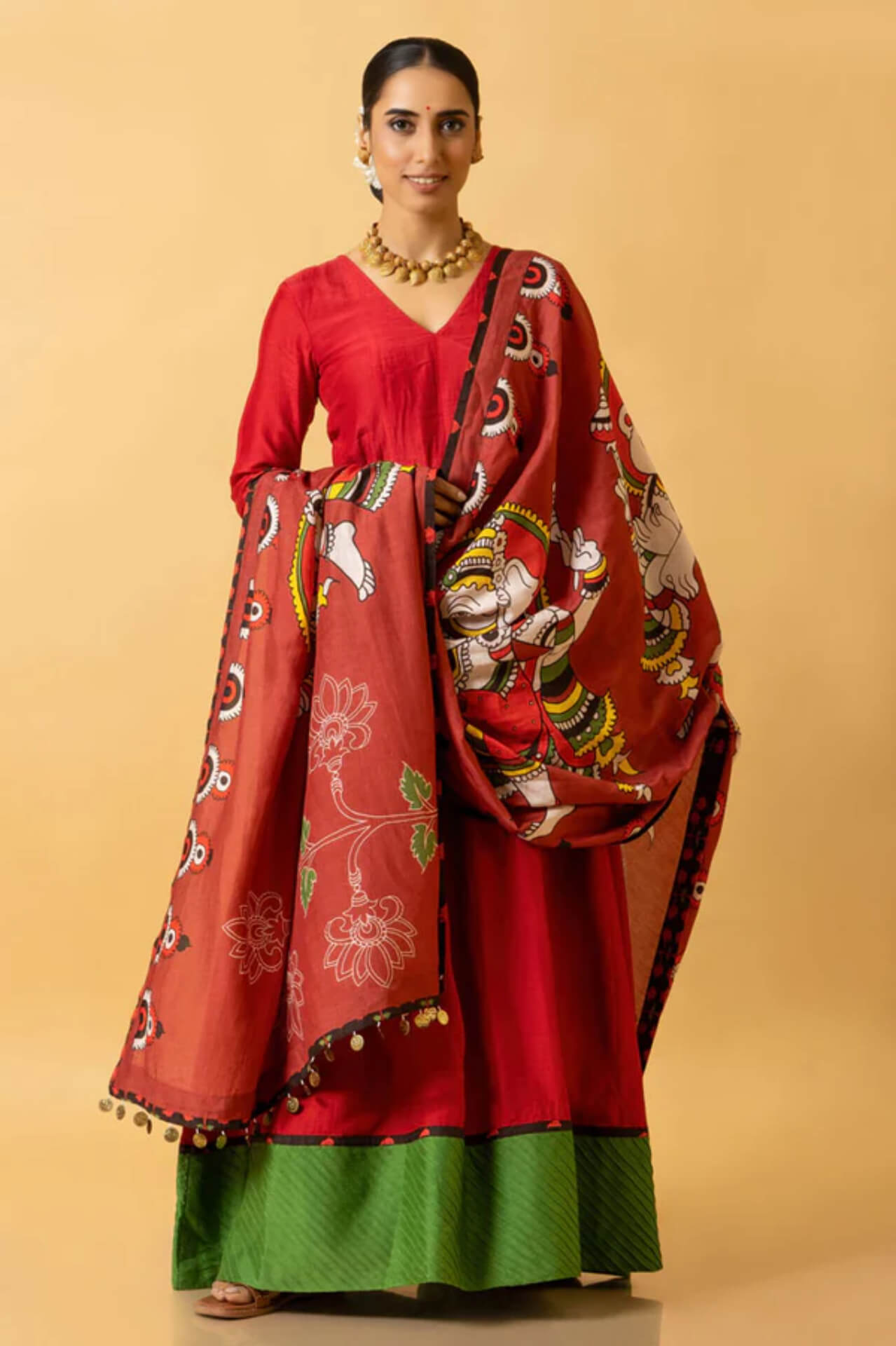 Kumkum Anarkali Dress With Natya Ganapati Dupatta 1 Kumkum Anarkali Dress With Natya Ganapati Dupatta