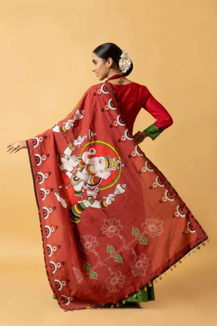Kumkum Anarkali Dress With Natya Ganapati Dupatta