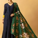 Neel Anarkali Dress With Lasya Shiv-Parvati Dupatta