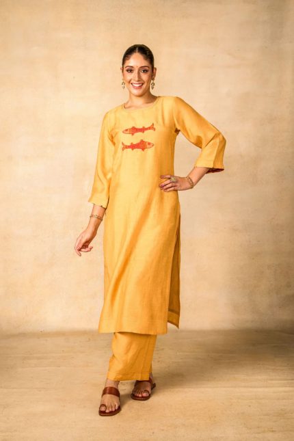 Matsya Tatva Golden-Cream Tunic Set