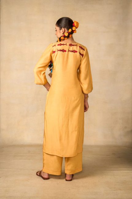 Matsya Tatva Golden-Cream Tunic Set