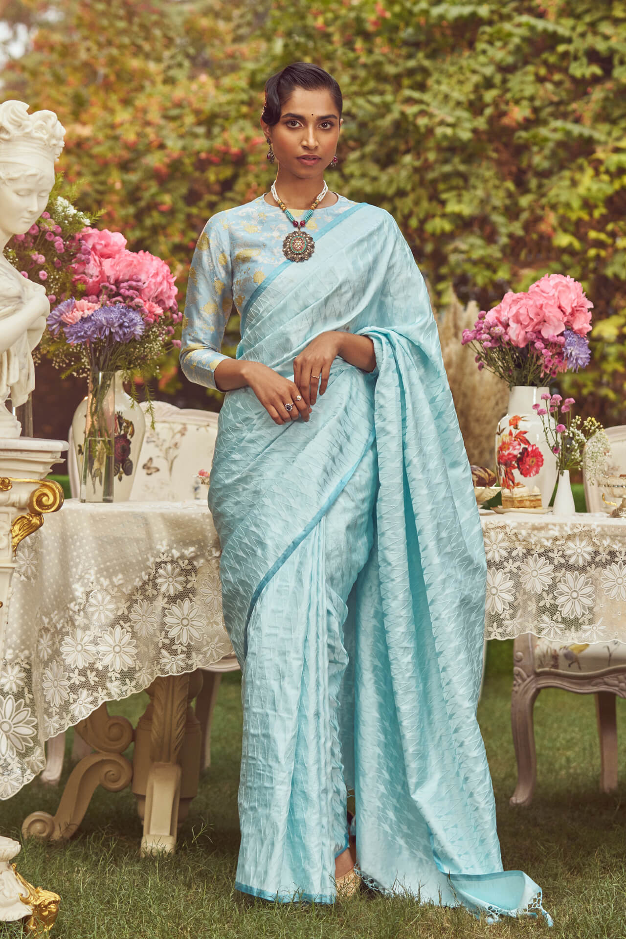 Anne Elliot Blue Saree 1 Anne Elliot Blue Saree