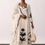 Sucheta White V Neck Suit Set
