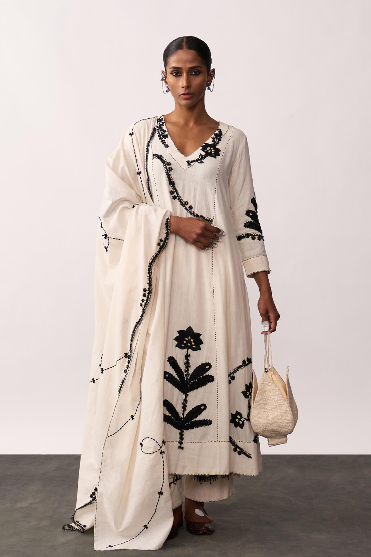 Sucheta White V Neck Suit Set 1 Sucheta White V Neck Suit Set