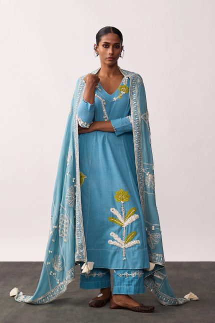 Sucheta Blue A Line Suit Set