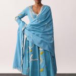 Hazrat Blue Double Yoke Anarkali Set