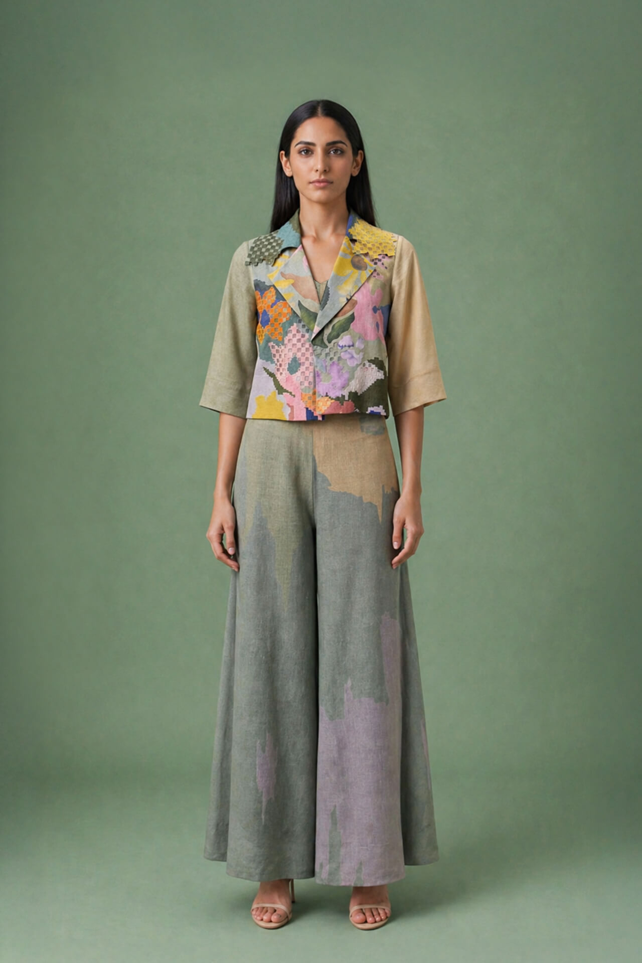 BWS00344-D-204-1-CS-384-CWK-WJ_01 Ikat Cutwork Jacket Set - Image 1