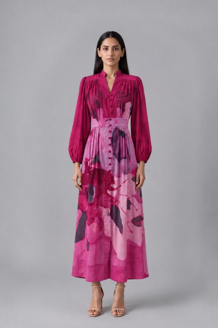 Vela Gathered Midi Dress