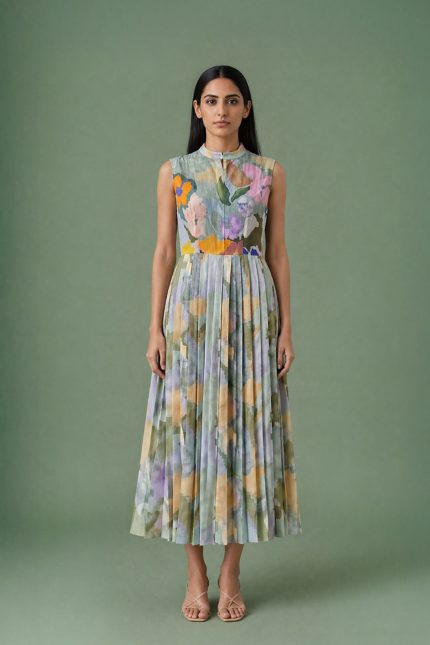 Ikat Pleated Dress