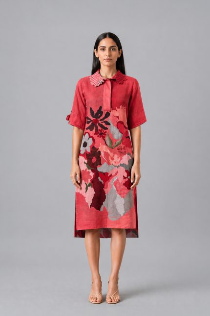 Ikat Cutwork High-Low Dress
