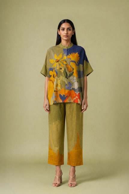 Mustard & Green Ikat Co-ord Set