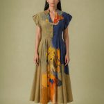 Ikat Cutwork Collar Midi Dress