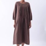 Brown Pintuck Hand Embroidered Dress