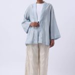 Chamray Blue Hand Embroidered Bell Sleeve Shrug