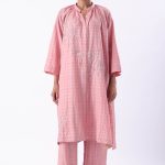 Pink Hand Embroidered Raglan Sleeve Tunic