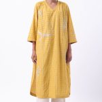 Yellow V-Neck Hand Embroidered Tunic