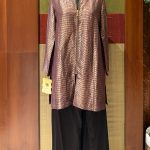 Black & Gold Banarasi Zipper Jacket & Black Drape Skirt