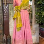 Baby Pink Banarasi Skirt with Crop Top & dupatta