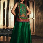 Bottle Green Silk Skirt Set