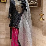 Black Bandhani Printed Embroidered Yoke Short with Salwar & Dupatta