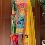 Multicolour Kurta With Pink Salwar & Yellow Dupatta