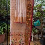 Ivory Cream Kota Tissue Paithani Weave Saree With Unstitched Blouse