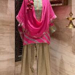 Pink Leheriya Printed Embroidered Yoke Short kurta with Salwar & Dupatta