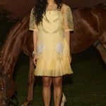 Yellow Crepe & Organza Floral Dress