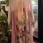 Off-white Smoking Yoke with Side Multi Stripped Floral & Polka Dot Printed Dress