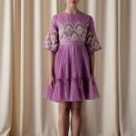 Purple Silk Organza Hand Embroidered Dress
