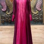 Pink & Purple Shaded Chinese Collar Multi-Panel Anarkali with Pink Palazzo Pants
