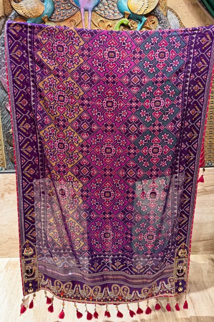 Purple Embroidered Patola Dupatta