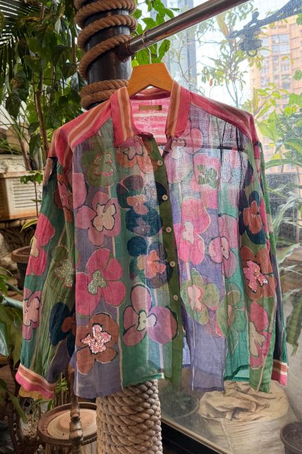 Green with Multi Floral Printed Shirt