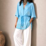 Shirt Kimono Bandhej - Sky Blue