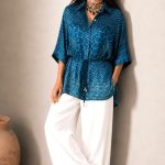 Shirt Kimono Bandhej – Teal Blue