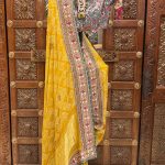 Mustard Yellow Border Highlighted Bandhani Saree
